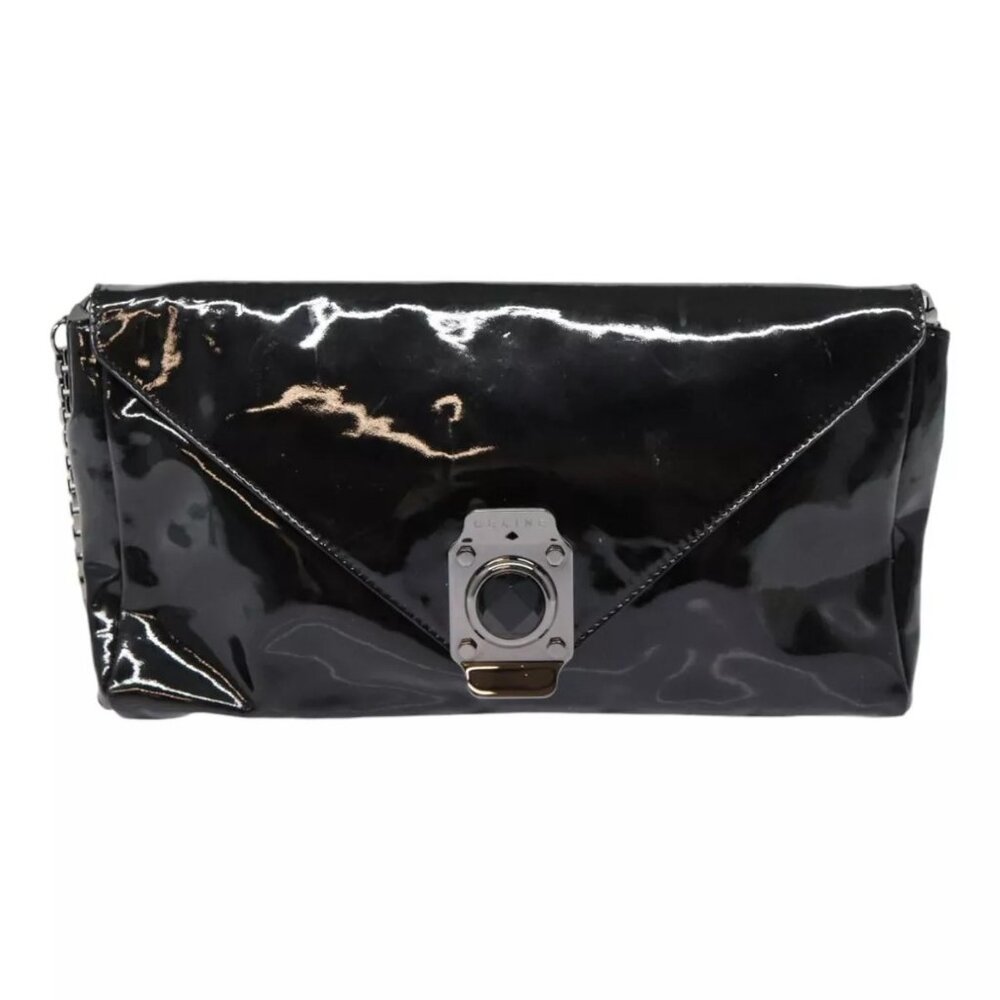 CELINE Chain Shoulder Bag Enamel Black Silver Auth - Picture 5 of 15